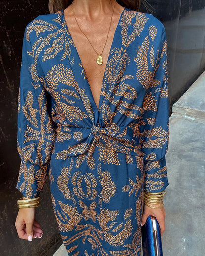 Dineke - Vestido elegante con mangas largas y estampado floral